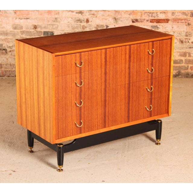 Mid-Century Modern Librenza Tola and Black Chest of Drawers with Brass Handles from G-Plan, 1960s For Sale - Image 3 of 13