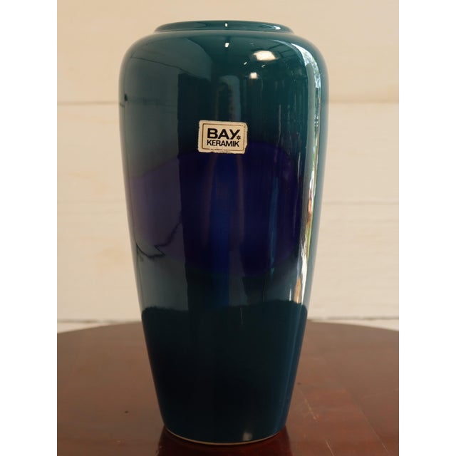 Blue and Teal Ceramic Vase from Bay Keramik, West Germany, 1970s For Sale - Image 10 of 10