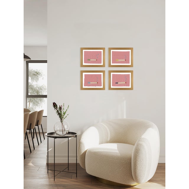 Maureen, Phyllis, Colette, and Angelique Cigarette Pack by Willa Heart in Gold Frame, Set of 4 Mini Art Prints For Sale In Austin - Image 6 of 7