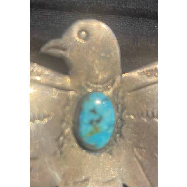 This is part of Chairish’s Costume Jewelry assortment. Navajo hand done Sterling Silver & Turquoise Eagle brooch made for...