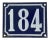 Mid 20th Century French Blue & White Enamel House Building Sign “184” For Sale