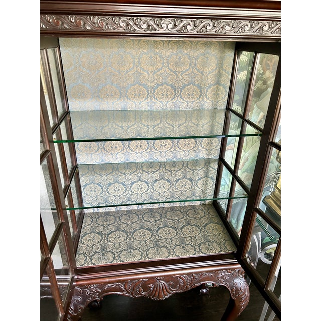 Carved Mahogany Vitrine Display Cabinet For Sale - Image 4 of 16