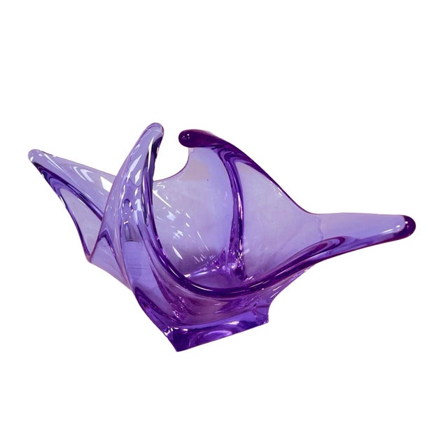 Bowl, Basket, Neodymium Glass, Zelezný Brod Zbs, Designed by M. Klinger, Czechoslovakia, 1980s. For Sale - Image 6 of 11