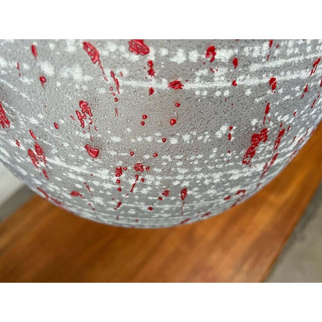 Mid-Century Modern German Space Age Glass Pendant Lamp with Red Paint Splashes, 1960s For Sale - Image 6 of 18