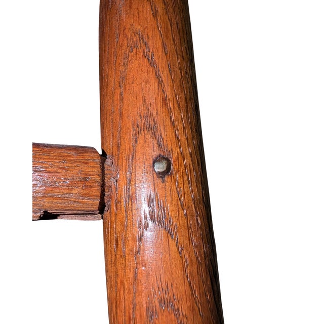 Early 20th Century Oak Spindle Back Side Chair With Embossed Heraldic Medallion Seat For Sale - Image 11 of 17