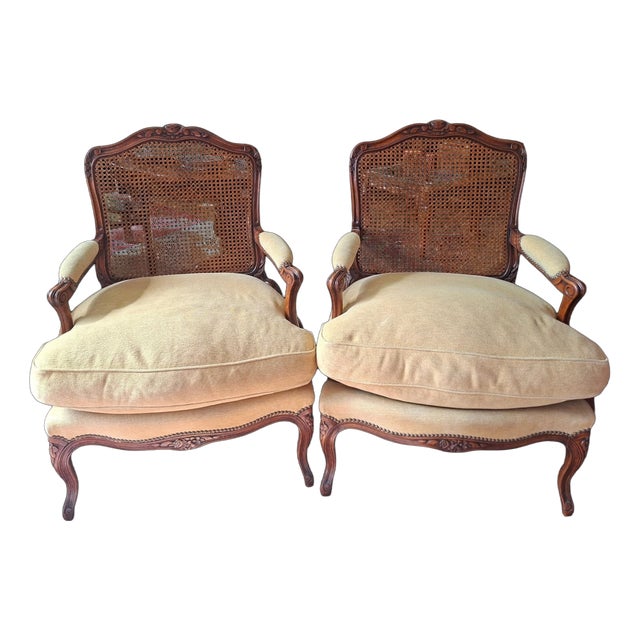 Baroque-Style Armchairs with Hand-Woven Vienna Straw Backrests, Italy, 1960s, Set of 2 For Sale