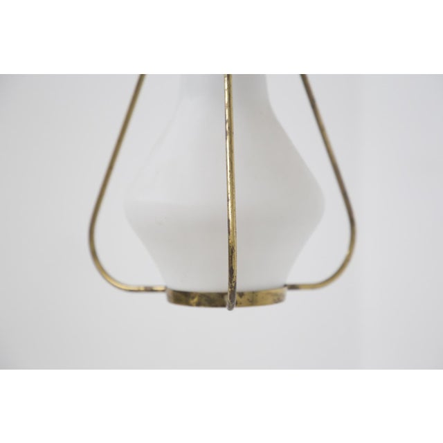 1960s Pendant in Opaline Glass Brass from Stilnovo, 1960 For Sale - Image 5 of 7
