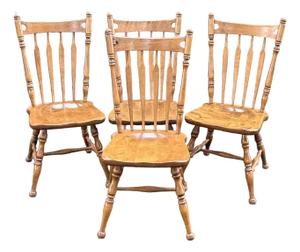 Vintage Ethan Allen Nutmeg Colonial Arrowback Dining Chairs - Set of 4