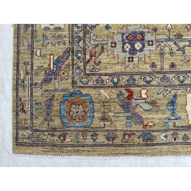 Textile 8'4" X 10' Serapi Heriz Design Carpet, Camel and Blue For Sale - Image 7 of 10