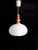 1970s Vintage Ceiling Lamp with Orange Wood Mounting and Opaque White Glass Shade, 1970s For Sale - Image 5 of 5