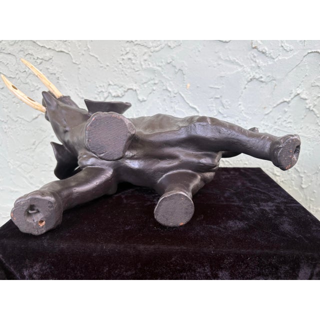 Antique Copper-Plated Cast Iron Elephant Sculpture With Raised Trunk, Circa 1900–1930 For Sale - Image 10 of 12