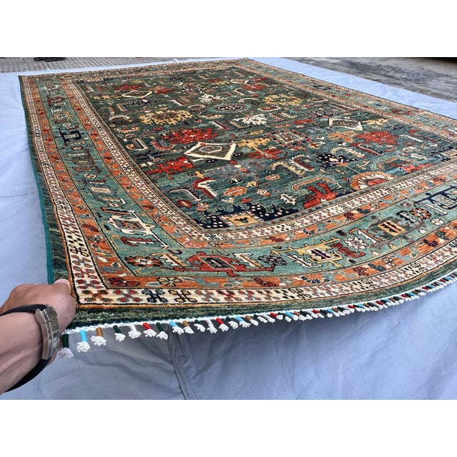 Hand-Knotted Afghan Kazak Chobi Wool Area Rug - 8'8" X 11'10" For Sale - Image 4 of 18