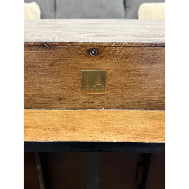 Beige Theodore Alexander Whorlds Away Cube Coffee Table – Bleached Oyster Veneer, Textured Parquetry (Model 5105-349) For Sale - Image 8 of 10