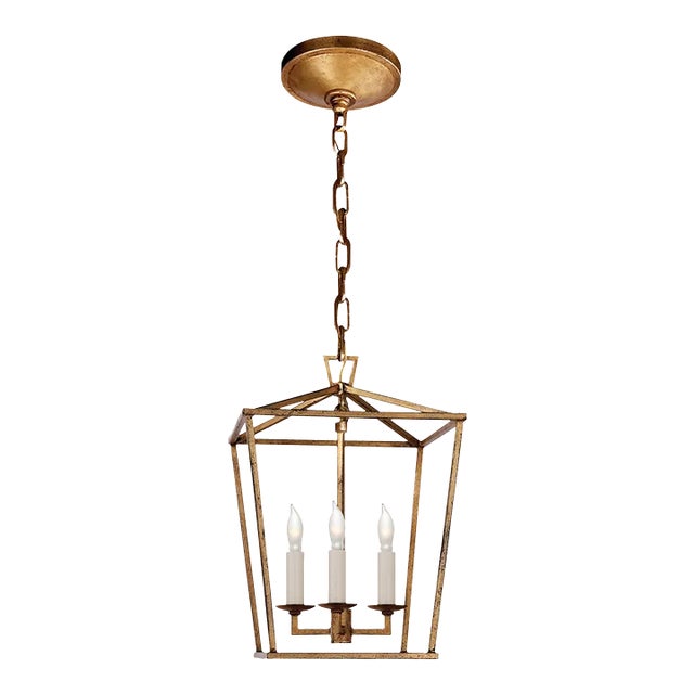 Chapman & Myers for Visual Comfort Signature Darlana Mini Lantern in Gilded Iron For Sale