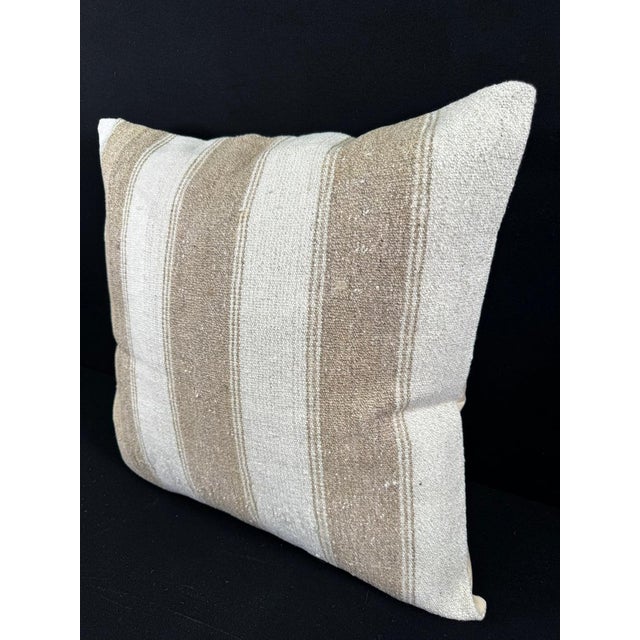 Turkish Hemp Pillow Cushion Natural Beige Brown Pillow Cushion Cover 24x24 For Sale - Image 4 of 4