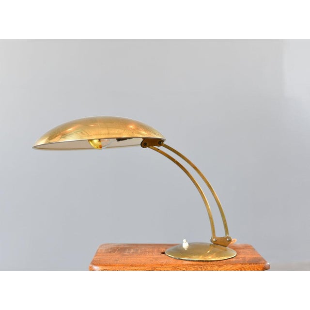 Model 6764 Brass Table Lamp By Kaiser Idell Circa 1940s Solid brass shade and arms - Brass base with cast iron insert -...