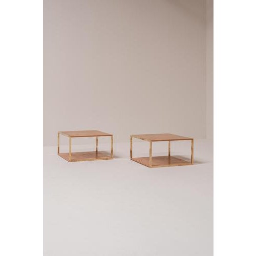 Gold Brass Side Tables, Italy, 1970s, Set of 2 For Sale - Image 8 of 9
