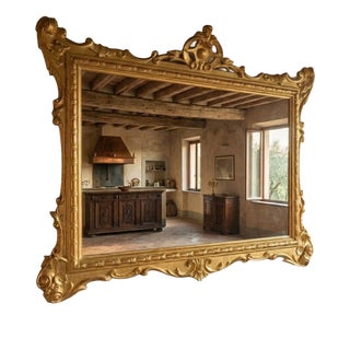 Gold Leaf Wooden Mirror from an Tuscan Villa, 1850s For Sale