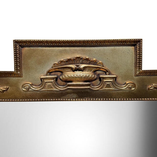 Vintage Neoclassical Giltwood Pier Mantel Mirror With Urn and Rosettes For Sale - Image 9 of 10