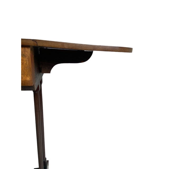 1920s English Regency Style Mahogany Drop Leaf Accent Table With Banded Inlay For Sale - Image 10 of 12