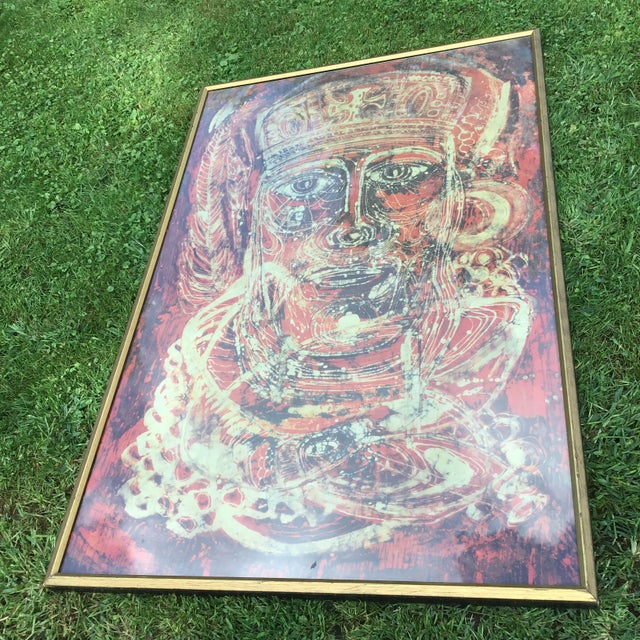 20th century mid century abstract paintings. Done with Batik is a "resist" process for making designs on fabric. The...