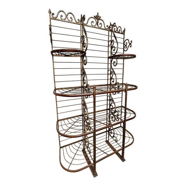Antique French Iron & Brass Boulangerie Baker’s Rack For Sale
