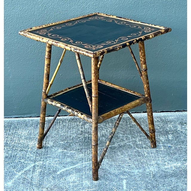 Vintage Tortoise Bamboo Side Table For Sale - Image 10 of 12