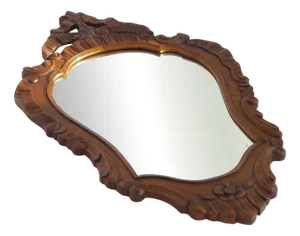 Antique French Baroque Carved Wood Wall Mirror