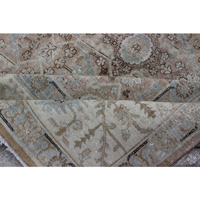 Antique Persian Tabriz With All-Over Floral Design in Ivory, Blue, Blush, Brown For Sale - Image 16 of 16