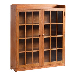 Mission Oak 2 Door Bookcase With Glass Doors - Michael's Cherry For Sale