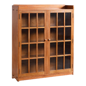 Mission Oak 2 Door Bookcase With Glass Doors - Michael's Cherry