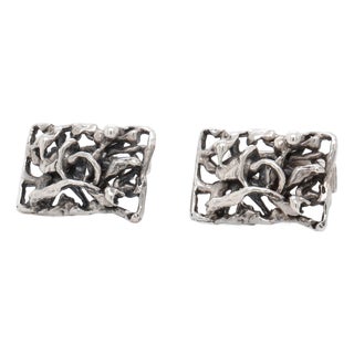 Pair of Signed Aage Weimar Danish Mid-Century Modern Sterling Silver Cufflinks For Sale