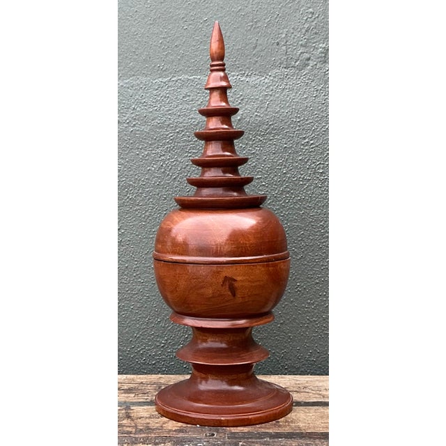 Late 20th Century Vintage Turned Wood Spire Box For Sale - Image 5 of 12