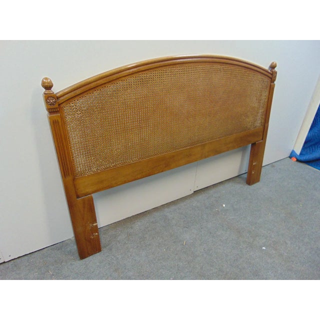 Louis XV style full size headboard, made of Fruitwood with caned panel