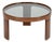 Italian Round Coffee Table in Walnut with Smoked Glass Top from Molteni, 1960s For Sale