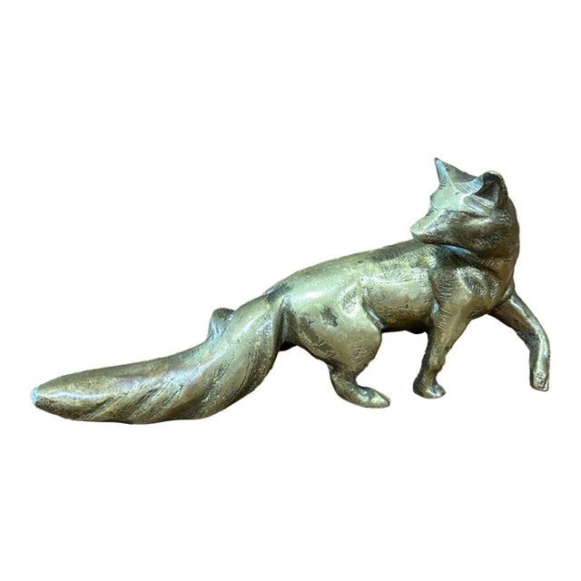 Vintage English Brass Fox For Sale