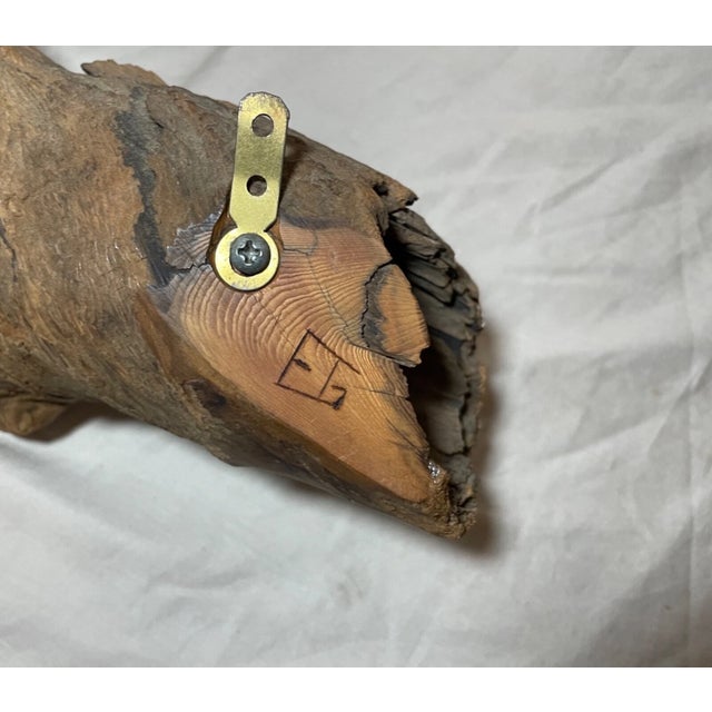 Vintage Handmade Eg Carved Wood Silver Wall Fish Mount Trophy Sculpture For Sale - Image 14 of 16