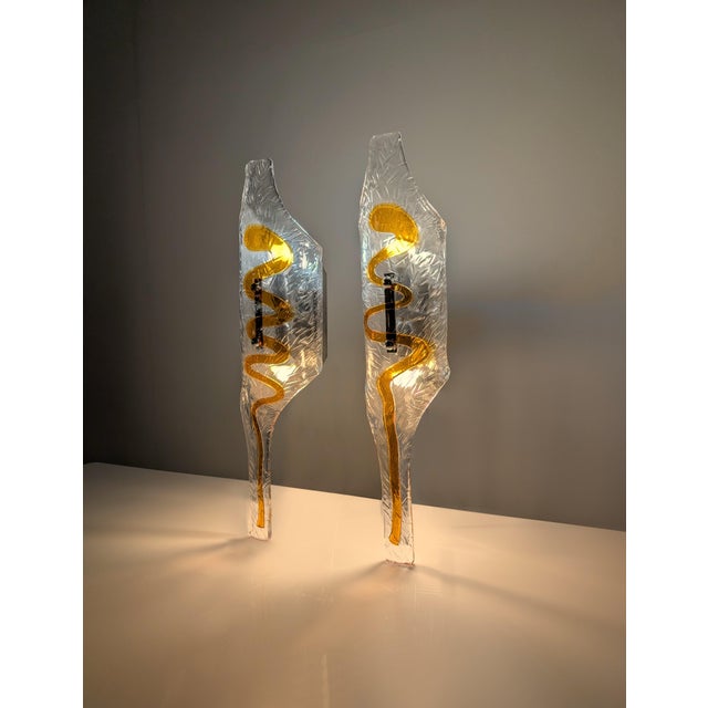 Murano Glass Sconces by Toni Zuccheri for Mazzega, Italy, 1970s, Set of 2 For Sale - Image 6 of 9