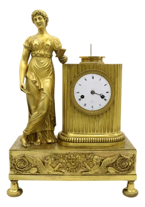 French Empire Gilt Bronze Mantle Clock , France 1810