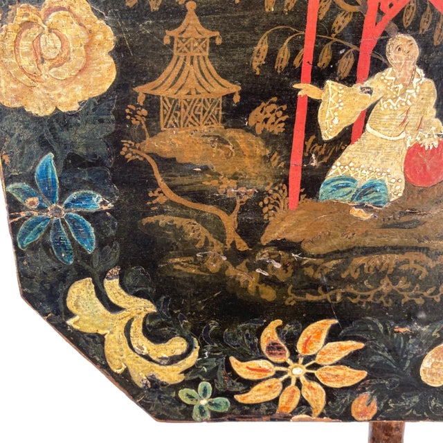 Wood Rare American Japanned Federal Pole Screen Circa 1800 For Sale - Image 7 of 10