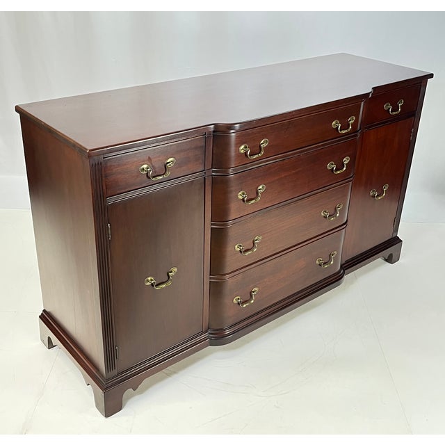 Brown Vintage Georgetown Galleries Attributed Mahogany Bowfront Buffet For Sale - Image 8 of 18