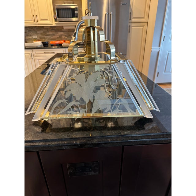 Stunning Frederick Raymond Art Deco signed chandelier. Features a 3 way lighting switch giving you the option to have...