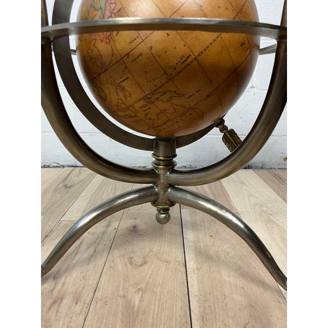 Brown Vintage Hollywood Regency Steel, Brass & Glass Globe Side Table For Sale - Image 8 of 11