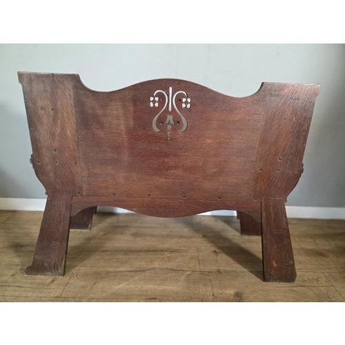Wood Antique Scottish Arts & Crafts Oak Bench from Wylie Lockhead Manufacturers, 1900s For Sale - Image 7 of 8