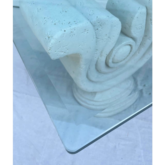 Modern Sculptural Plaster and Glass Side Table For Sale - Image 10 of 11