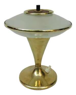 Mid-Century Table Lamps in Glass, Brass & Wood, Set of 2