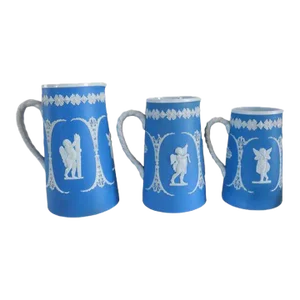 Antique Raised Pattern Cherub Jugs, Set of 3