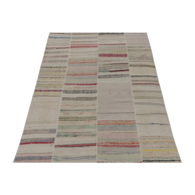 Contemporary Rug & Kilim’s Patchwork Kilim in Polychromatic Stripes For Sale - Image 3 of 6