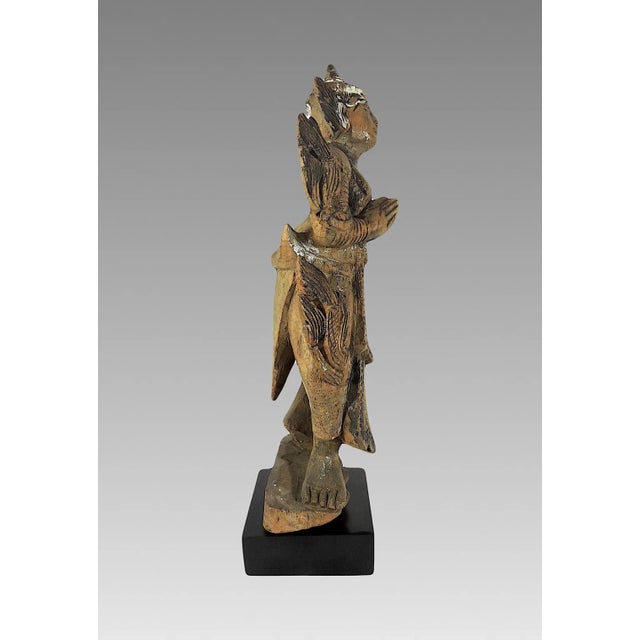 Late 19th Century Late 19th Century Antique 'Teppanom' Temple Angel, Wood Statue Figure (Thailand) For Sale - Image 5 of 10