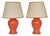 Orange Glazed Ceramic Lamps, 1975, Set of 2 For Sale